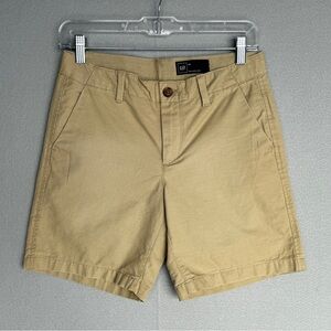 GAP Mid‎ Rise Chino Shorts 00 Khaki Cotton Twill Classic Fit Flat Front Casual